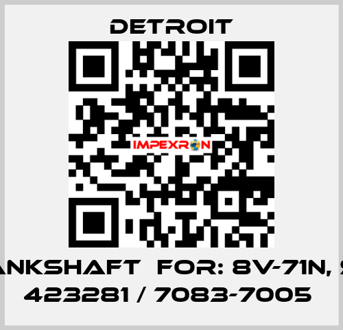 Crankshaft  For: 8V-71N, SVA 423281 / 7083-7005  Detroit