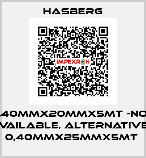 0,40MMX20MMX5MT -not available, alternative - 0,40MMX25MMX5MT  Hasberg