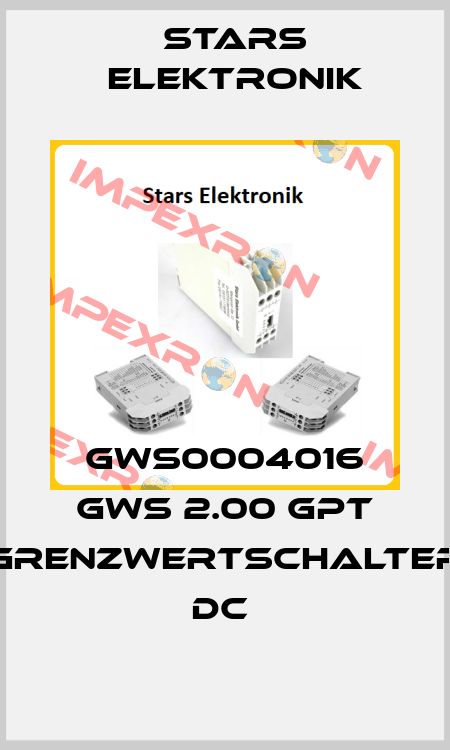 GWS0004016 GWS 2.00 GPT GRENZWERTSCHALTER DC  Stars Elektronik