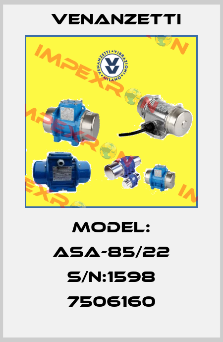 Model: ASA-85/22 S/N:1598 7506160 Venanzetti