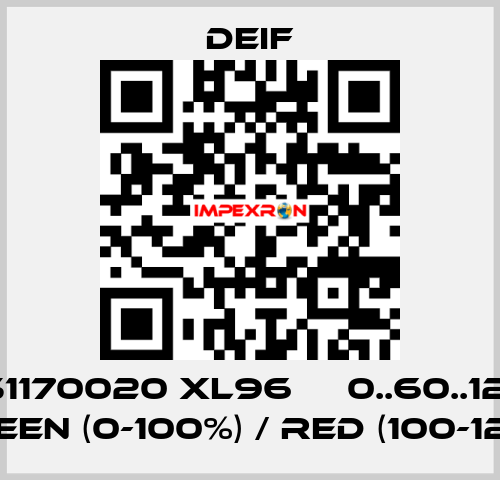 2951170020 XL96     0..60..120 % -green (0-100%) / red (100-120%) Deif