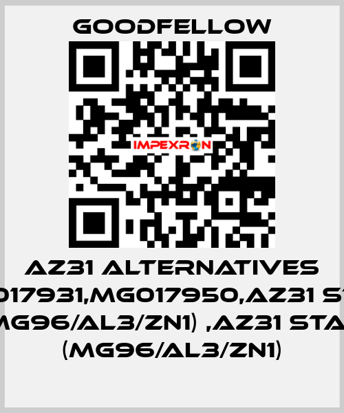 AZ31 alternatives MG017931,MG017950,AZ31 Stab (Mg96/Al3/Zn1) ,AZ31 Stab (Mg96/Al3/Zn1) Goodfellow