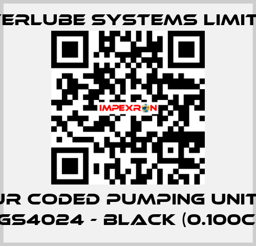 Colour coded pumping units for XGS4024 - Black (0.100cc) Interlube Systems Limited