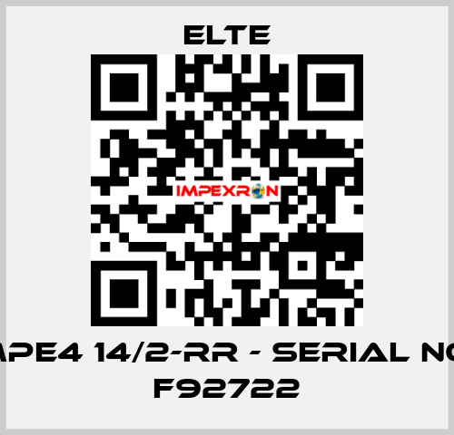 TMPE4 14/2-RR - Serial No .: F92722 Elte