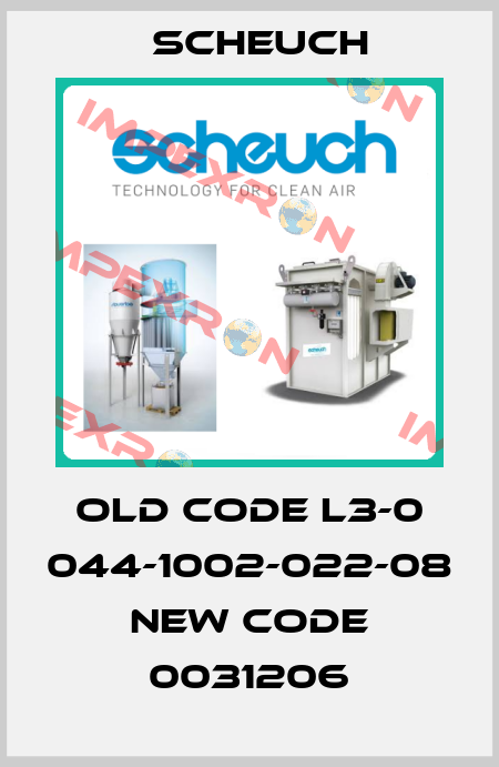 old code L3-0 044-1002-022-08 new code 0031206 Scheuch