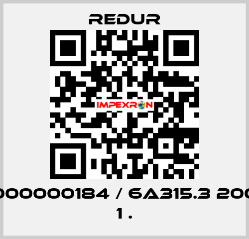 PN: W000000184 / 6A315.3 200/5 2,5 1 . Redur
