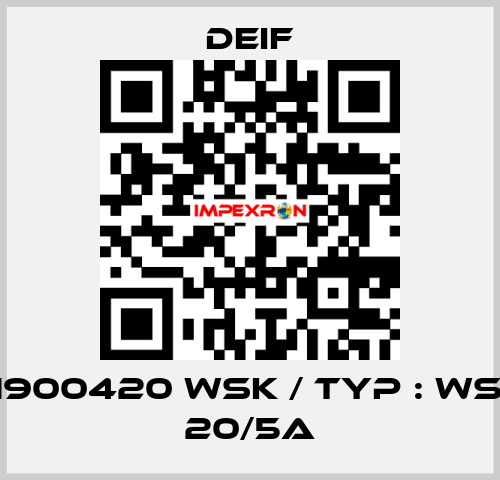 2961900420 WSK / Typ : WSK 30 20/5A Deif