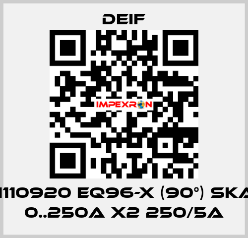 2961110920 EQ96-x (90°) Skala : 0..250A x2 250/5A Deif