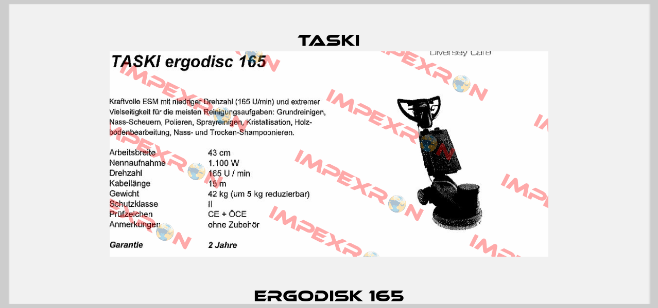 ERGODISK 165 TASKI