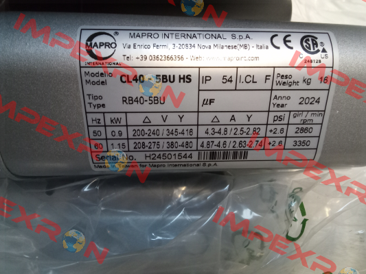 CL 40 HS kW 0,9 MAPRO International