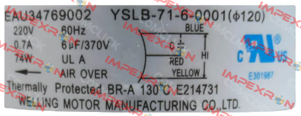 EAU34769002 /YSLB-71-6-001 Guangdong Welling Motor