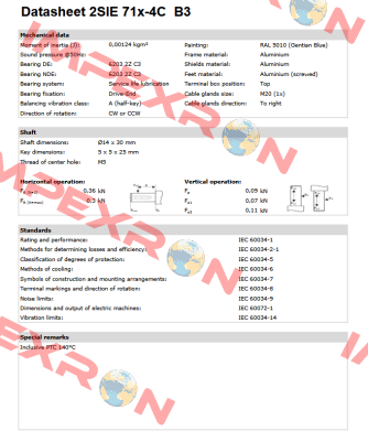 2SIE 071X-4C 0,55kW B3 230/400V-50Hz IE2 Cantoni