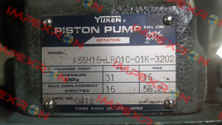A56H16-LR01C-01K-3202 old code - new code A56H16-LR01C-01K-3203 Yuken