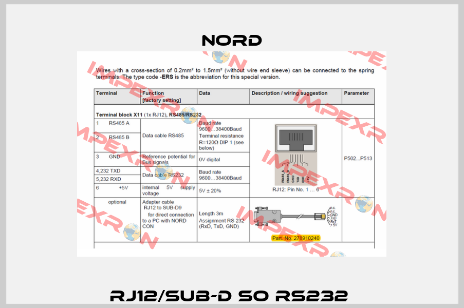 RJ12/SUB-D SO RS232  Nord