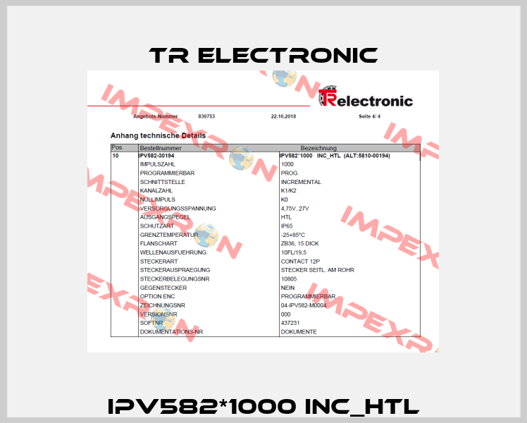 IPV582*1000 INC_HTL TR Electronic