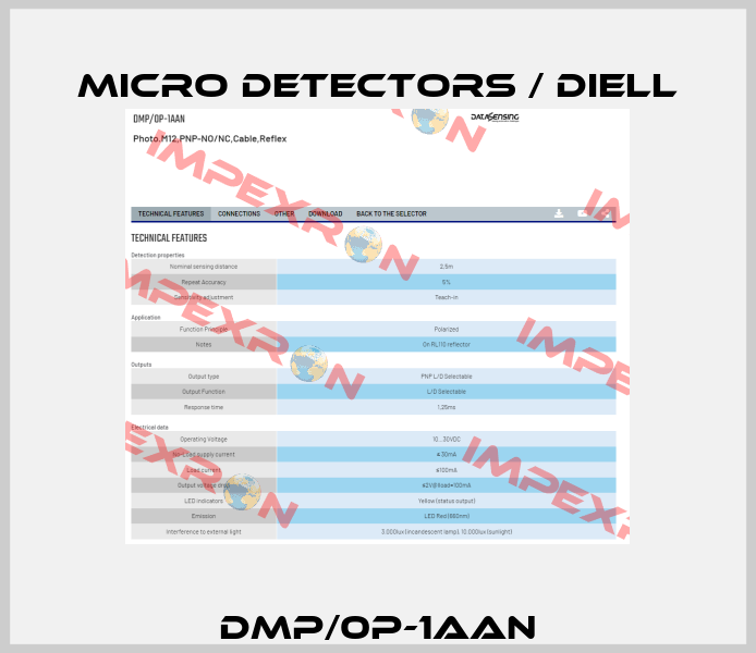 DMP/0P-1AAN Micro Detectors / Diell